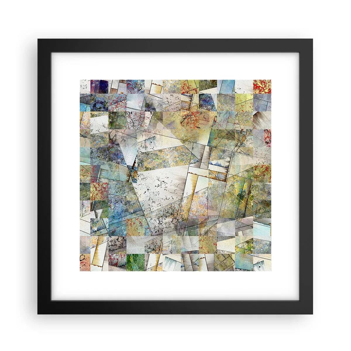 Plakat w czarnej ramie - Geometryczne przetasowanie - 30x30 cm