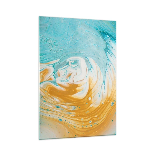 Obraz na szkle - Pastelowy wir w błękitno-żółtej kolorystyce - 50x70cm - Pastelowy wir - Nowoczesna dekoracja ścienna do salonu, kuchni i sypialni ARTTOR