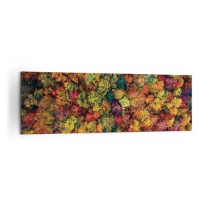 Obraz na płótnie - Kolorowe korony drzew w jesiennej palecie barw - 160x50cm - Bukiet jesiennych drzew - Nowoczesna dekoracja ścienna do salonu i sypialni ARTTOR