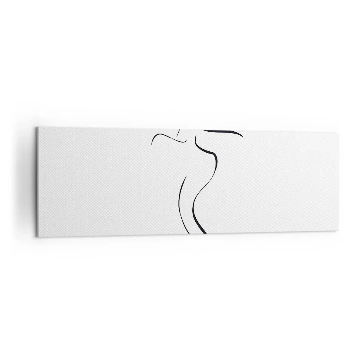 Obraz na płótnie - Minimalistyczny kontur kobiecej sylwetki na białym tle - 160x50cm - Nieuchwytna jak fala - Nowoczesna dekoracja ścienna do salonu i sypialni ARTTOR