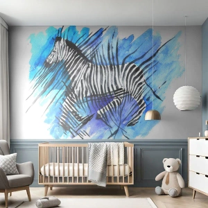 Fototapeta Samoprzylepna Deluxe Sticker - Ukryta w paskach - Zwierzęta, Zebra, Afryka - 400x280 cm