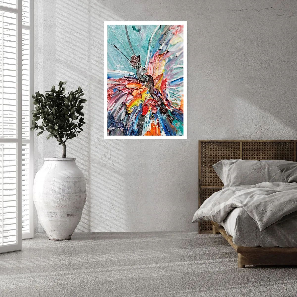 Plakat - Abstrakcyjny motyl w intensywnych kolorach i teksturach - 50x70cm - Pomalowany przez naturę - Nowoczesna dekoracja ścienna do salonu, kuchni i sypialni ARTTOR