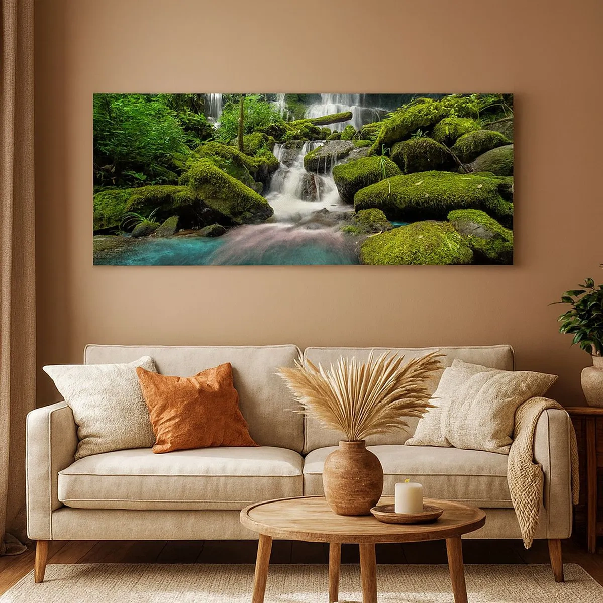 Obraz na płótnie - Turkus, szafiry i płynne srebro - 100x40 cm