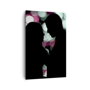 Obraz na płótnie - Sylwetki pary na tle kolorowych świateł bokeh - 80x120cm - Tak! - Nowoczesna dekoracja ścienna do salonu i sypialni ARTTOR