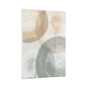 Obraz na szkle - Pastelowe okręgi i linie w subtelnej kompozycji - 50x70cm - Przenikanie światów - Nowoczesna dekoracja ścienna do salonu, kuchni i sypialni ARTTOR
