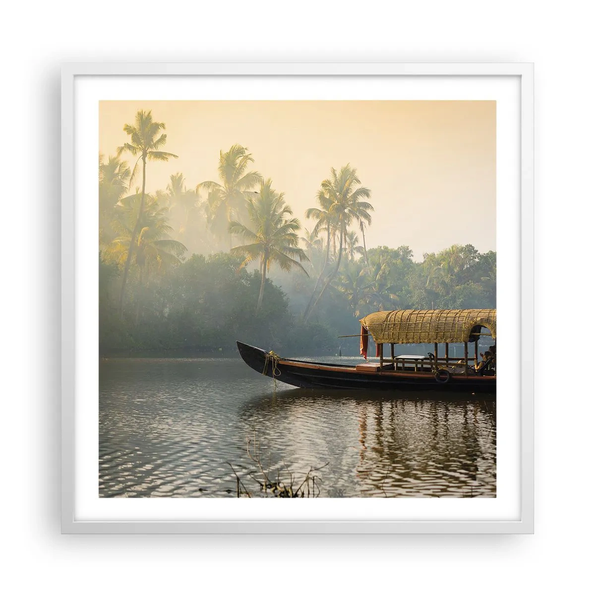 Plakat w białej ramie - Dom na rzece - 60x60 cm