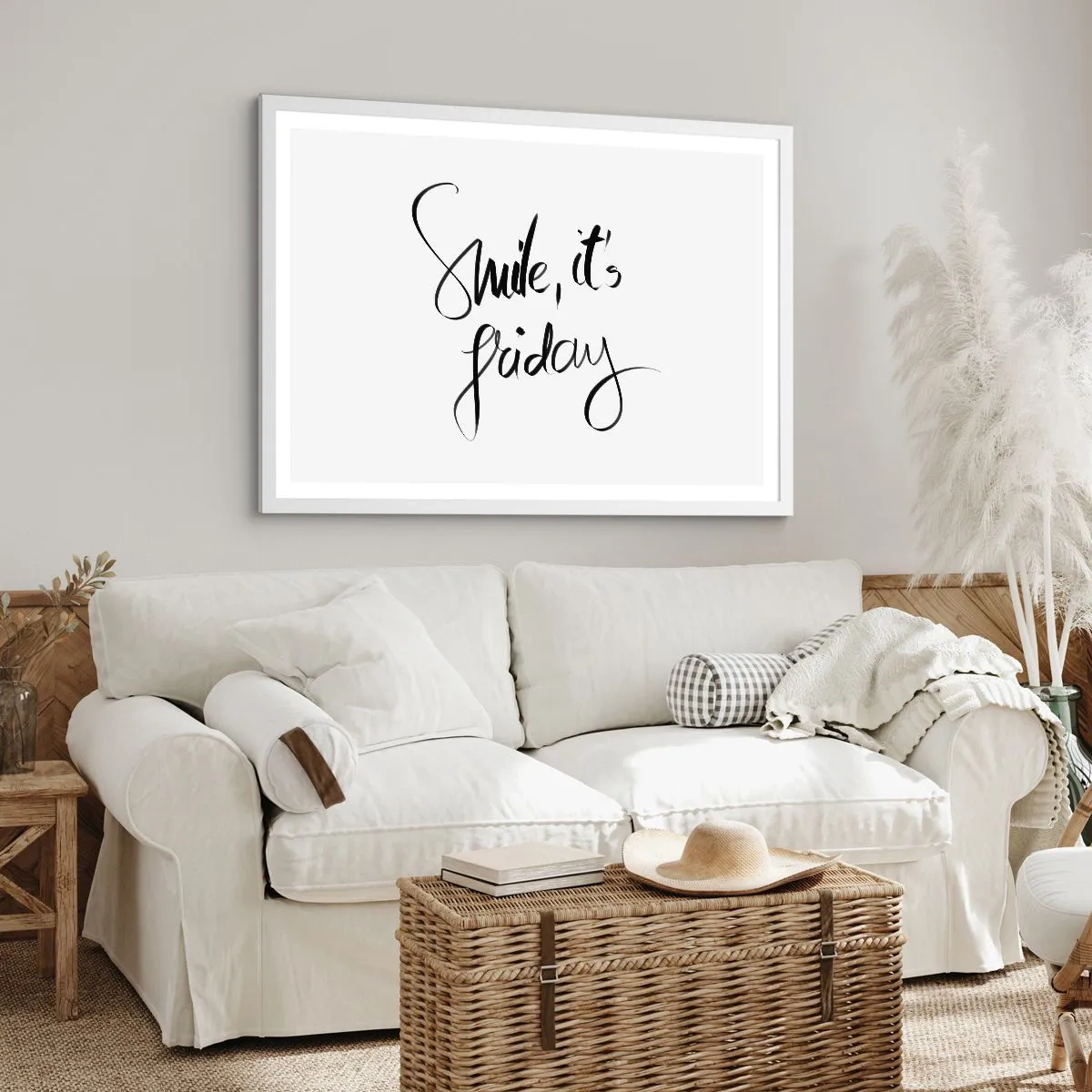 Plakat w białej ramie - Prawdziwa radość - 100x70 cm