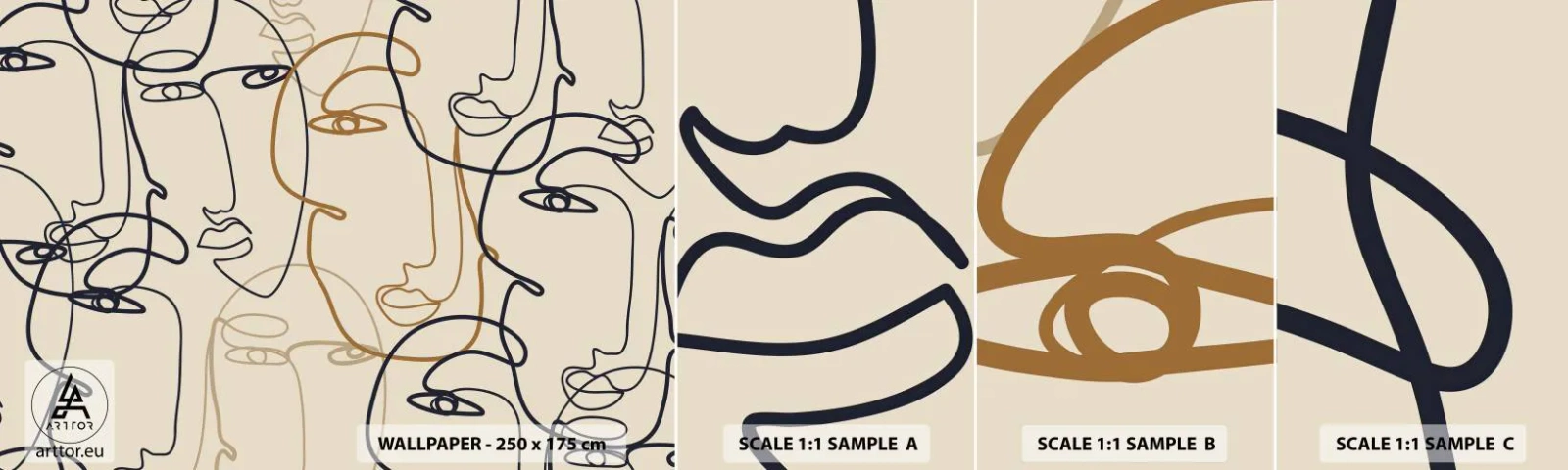 Fototapeta Próbka Standard Eco - Portret zwielokrotniony - Abstrakcja, Twarz, Grafika - 100x30 cm