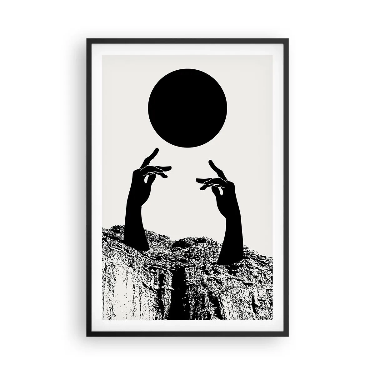 Plakat w czarnej ramie - Kompozycja surrealistyczna: słońce i reszta - 61x91 cm