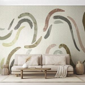 Fototapeta Premium Canvas - Abstrakcyjne łuki w pastelowej kolorystyce - 100x70cm - Radosny taniec abstrakcji - Nowoczesna dekoracja ścienna do salonu i sypialni ARTTOR