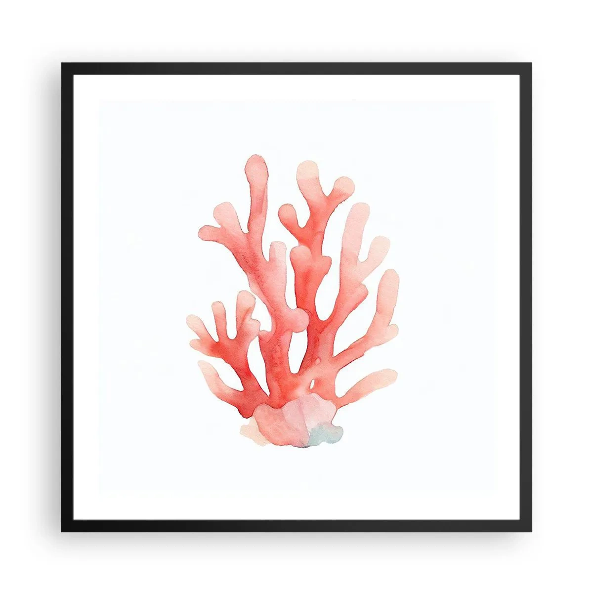 Plakat w czarnej ramie - Koral koloru koralowego - 60x60 cm