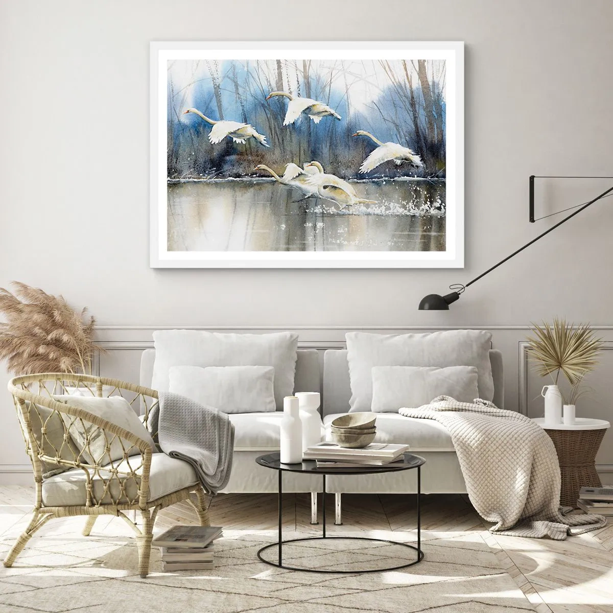 Plakat w białej ramie - Jak w baśni o dzikich łabędziach - 50x40 cm