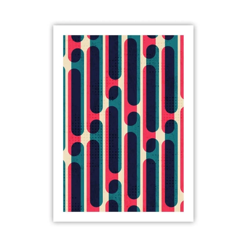 Plakat - Geometryczny wzór w odcieniach czerwieni i niebieskiego - 50x70cm - W głąb i do przodu - Nowoczesna dekoracja ścienna do salonu, kuchni i sypialni ARTTOR