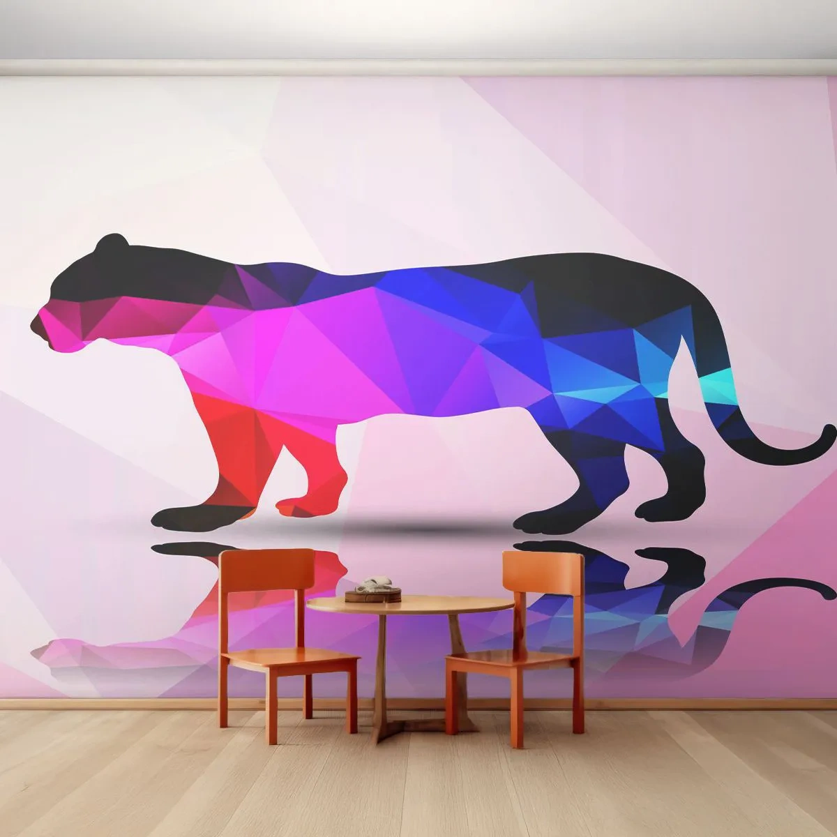 Fototapeta Samoprzylepna Deluxe Sticker - Dimentowa pantera - Zwierzęta, Pantera, Figura Geometryczna - 250x175 cm