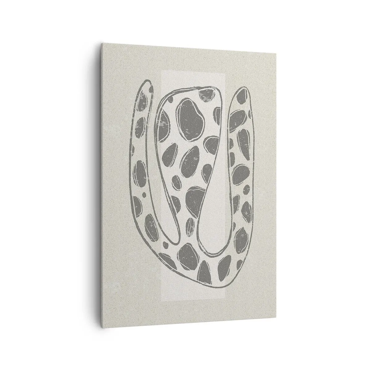 Obraz na płótnie - Abstrakcyjny wzór organiczny w odcieniach szarości - 70x100cm - Przedziwne stworzenie - Nowoczesna dekoracja ścienna do salonu i sypialni ARTTOR