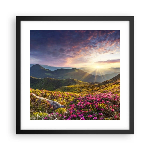 Plakat w czarnej ramie - Świeżość górskiego poranka - 40x40 cm