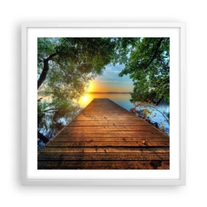 Plakat w białej ramie - Nie śpiesz się, usiądź - 50x50 cm