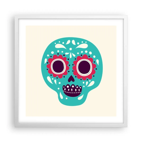 Plakat w białej ramie - Życie – zabawa aż do śmierci - 50x50 cm