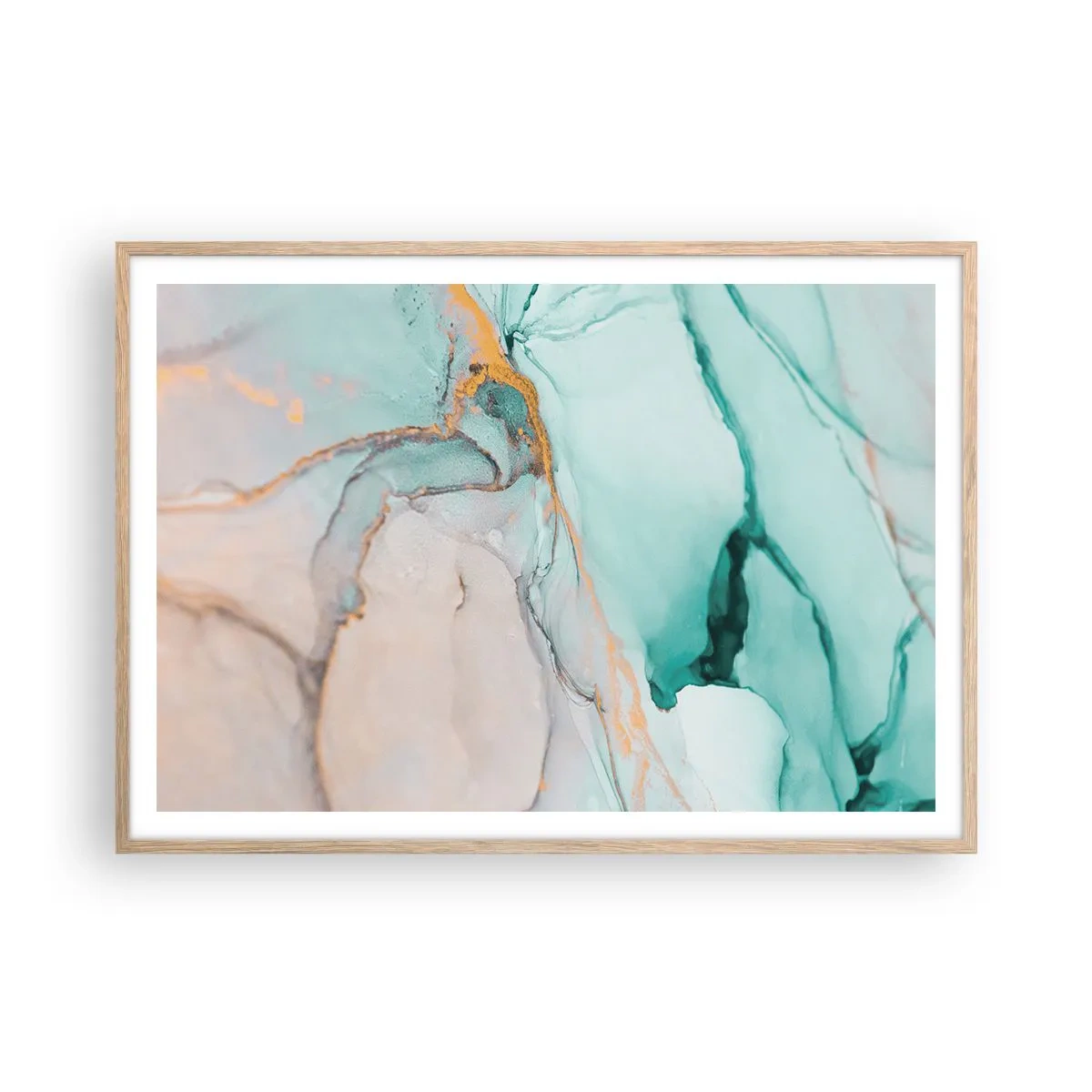 Plakat w ramie jasny dąb - Taniec kształtów i barw - 100x70 cm