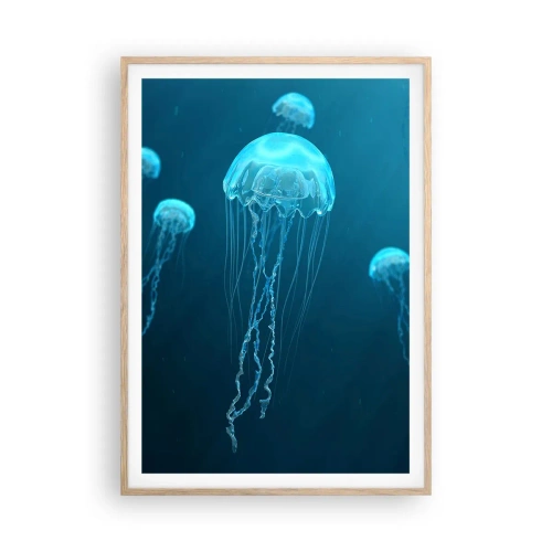 Plakat w ramie jasny dąb - Oceaniczny taniec - 70x100 cm