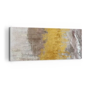 Obraz na płótnie - Złoty i beżowy abstrakcyjny wzór - 120x50cm - Złocisty podmuch - Nowoczesna dekoracja ścienna do salonu i sypialni ARTTOR