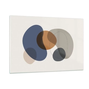 Obraz na szkle - Kolorowe abstrakcyjne plamy w odcieniach granatu i brązu - 120x80cm - Krople barw - Nowoczesna dekoracja ścienna do salonu, kuchni i sypialni ARTTOR