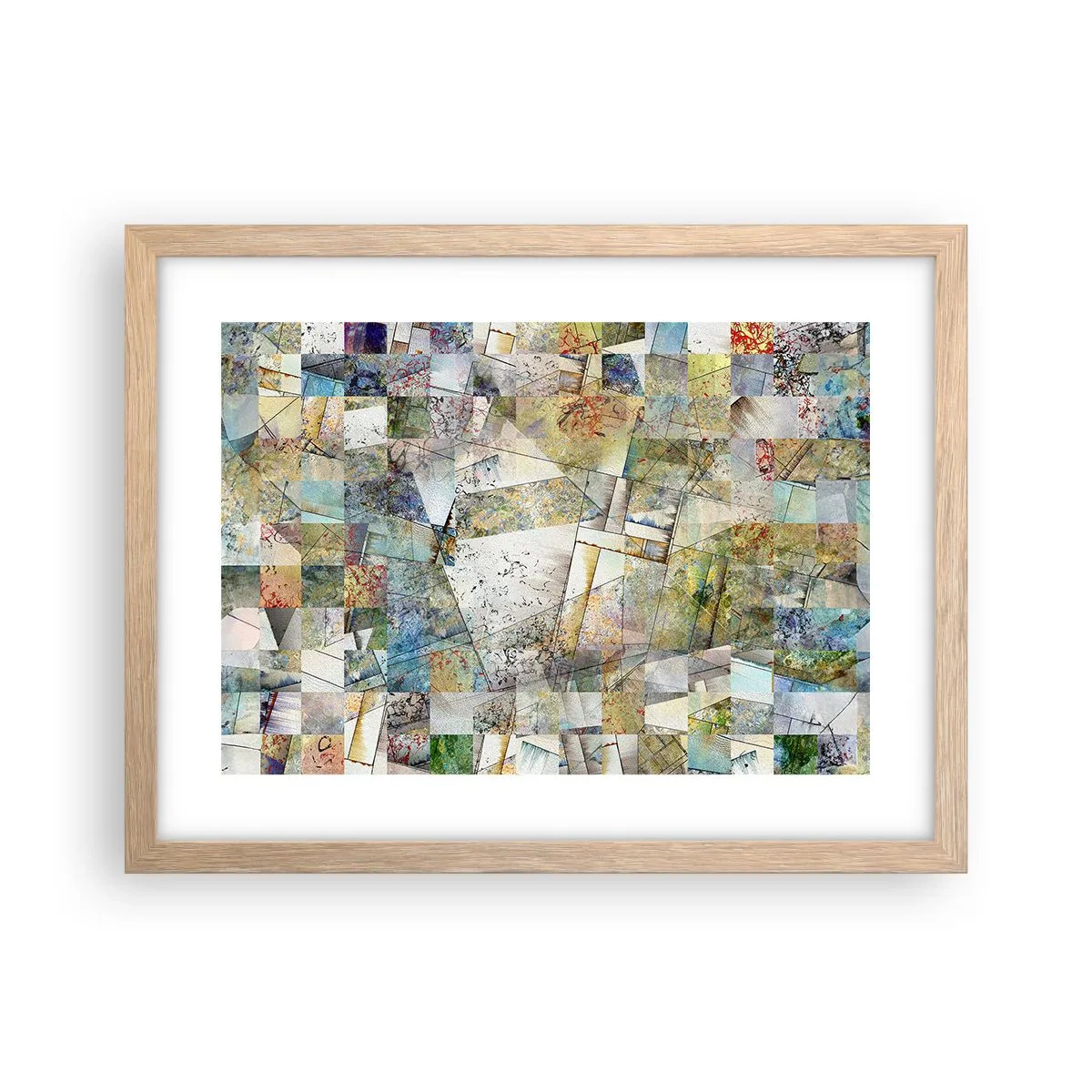 Plakat w ramie jasny dąb - Geometryczne przetasowanie - 40x30 cm