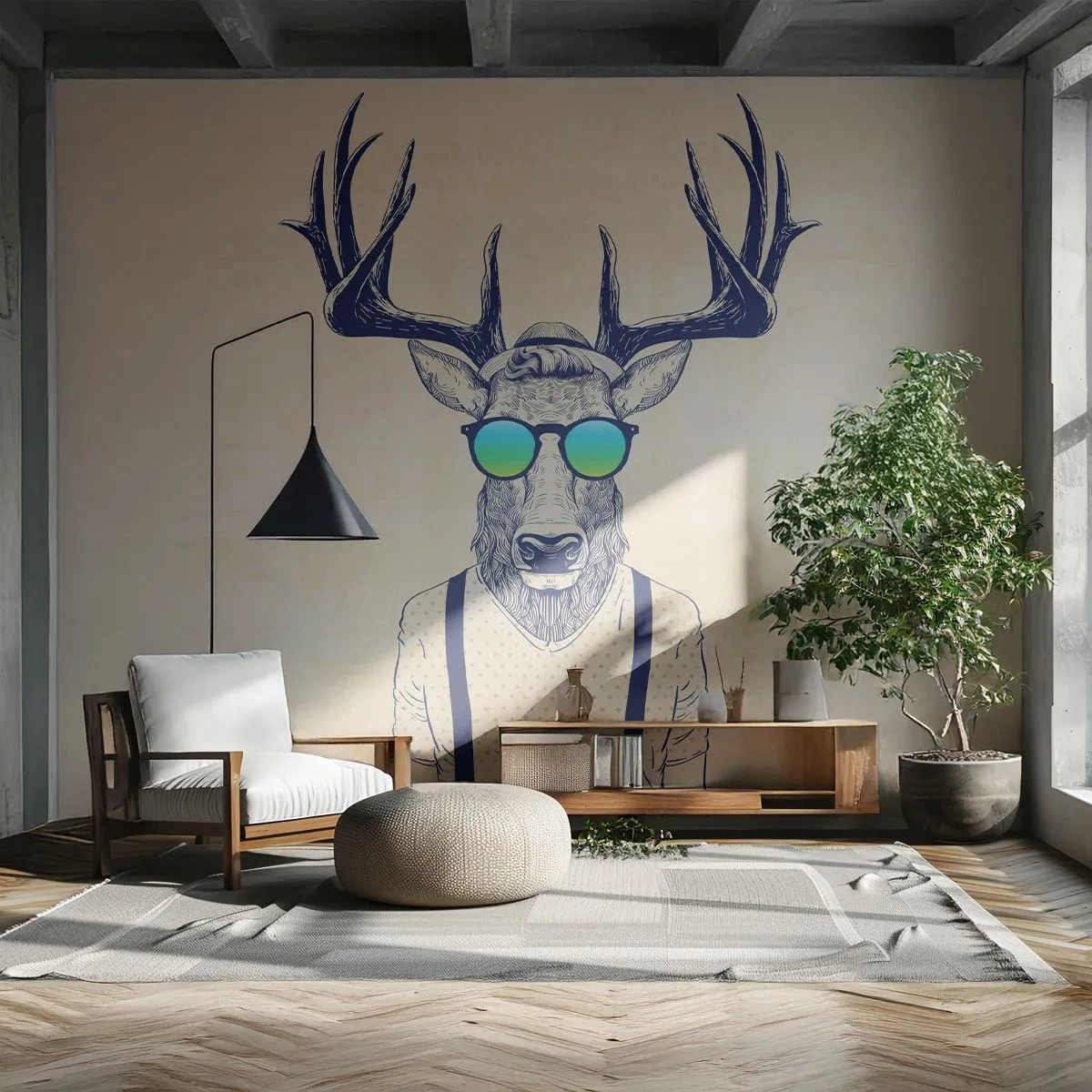 Fototapeta Samoprzylepna Deluxe Sticker - A kogo się spodziewałeś? - Abstrakcja, Sztuka, Jeleń - 250x175 cm