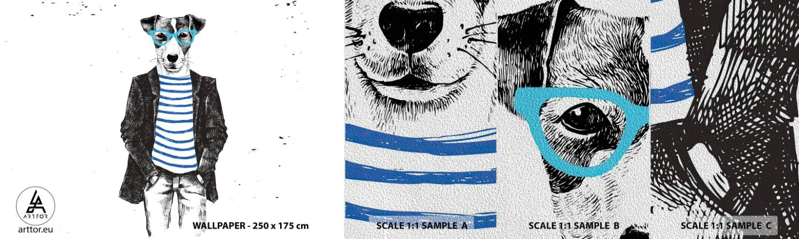 Fototapeta Próbka Premium Sand - Na psa urok - Abstrakcja, Mężczyzna, Pies - 100x30 cm