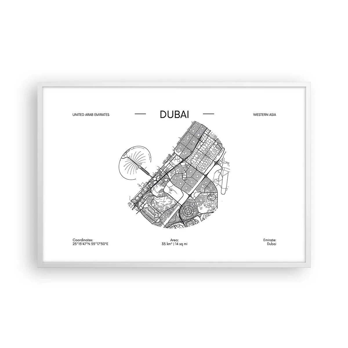 Plakat w białej ramie - Anatomia Dubaju - 91x61 cm