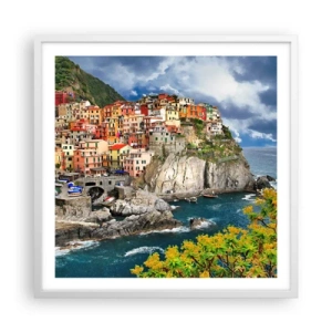 Plakat w białej ramie - Gromadka przytulona do skał - 60x60 cm