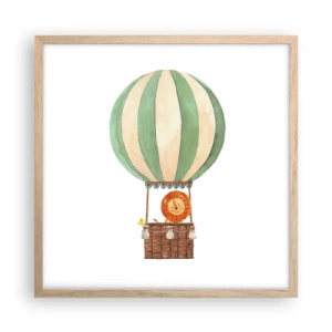 Plakat w ramie jasny dąb - Podróże Leona - 50x50 cm