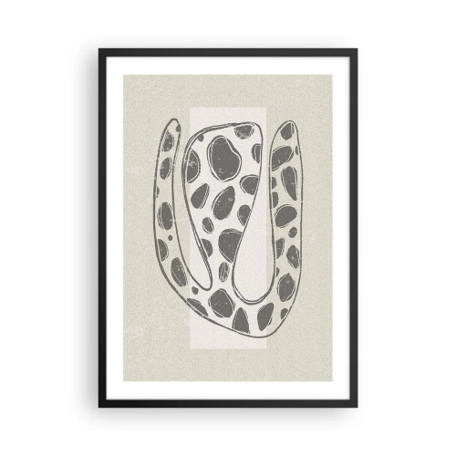 Plakat w czarnej ramie - Abstrakcyjna organiczna forma w odcieniach szarości - 50x70cm - Przedziwne stworzenie - Nowoczesna dekoracja ścienna do salonu i sypialni ARTTOR