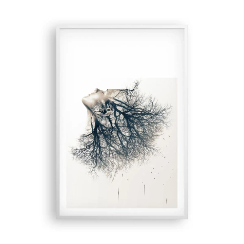 Plakat w białej ramie - Zasłuchana w szept drzewa - 61x91 cm