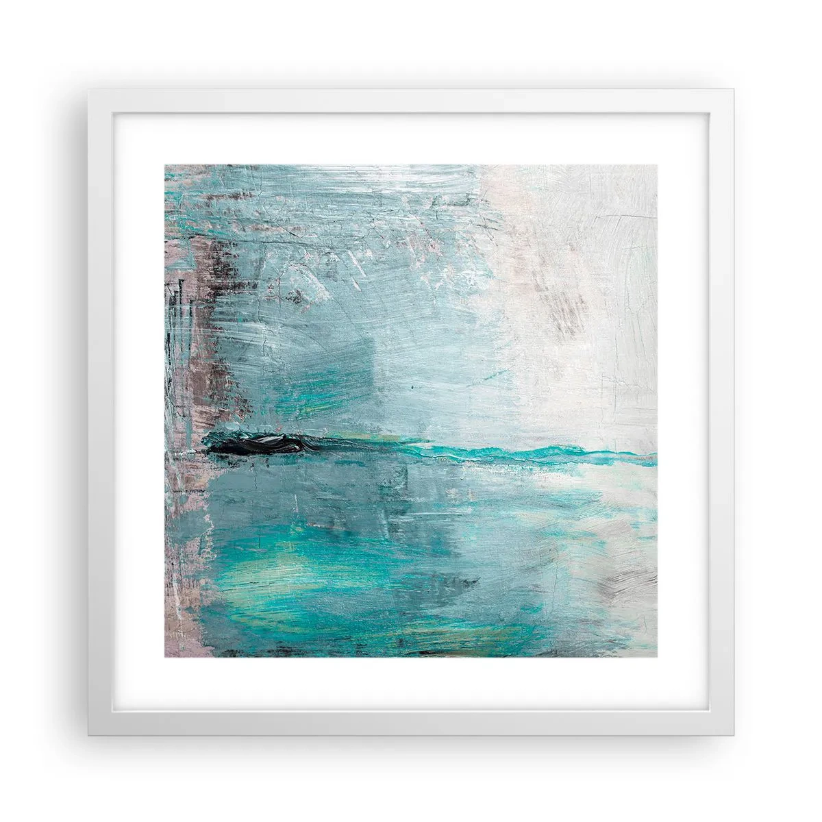 Plakat w białej ramie - Horyzontalnie w błękicie - 40x40 cm