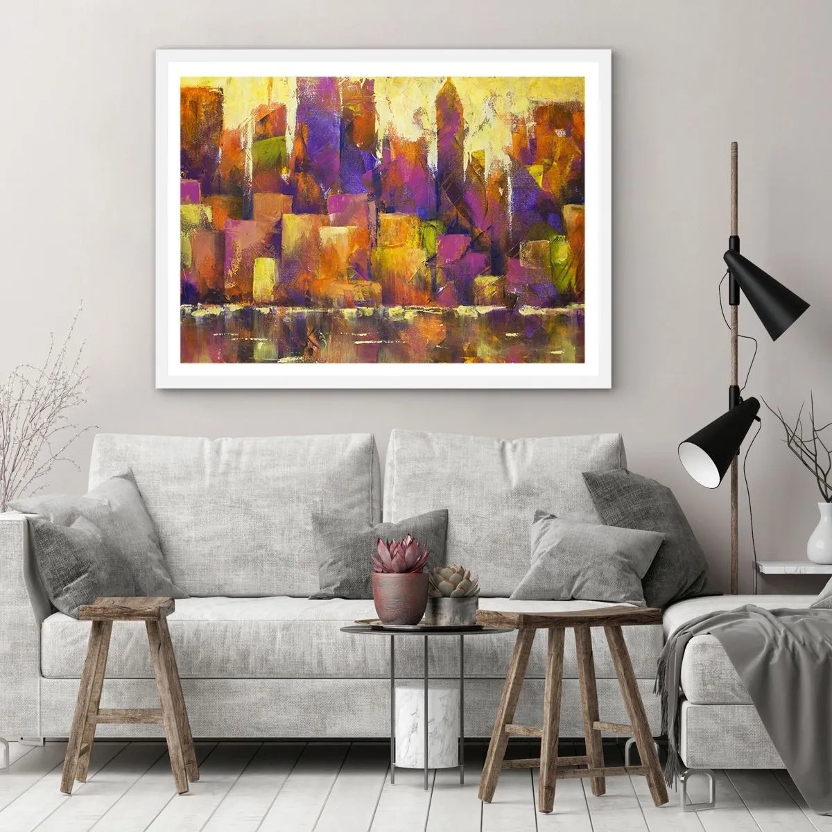 Plakat w białej ramie - Kompozycja metropolitalna - 50x40 cm