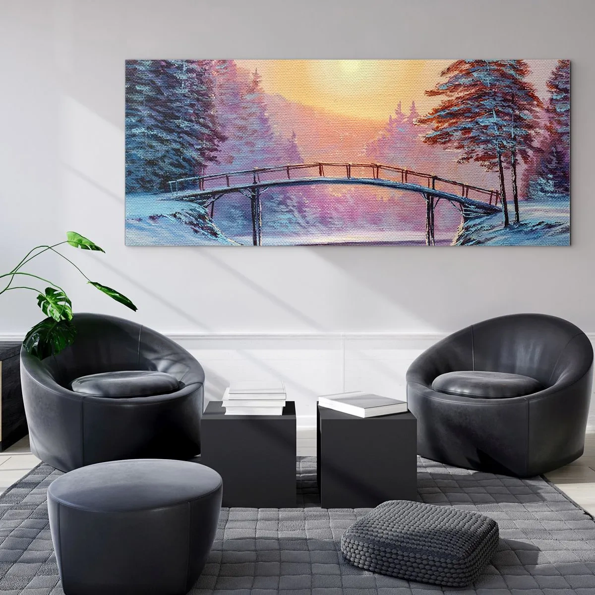 Obraz na szkle - Cztery pory roku - zima - 100x40 cm