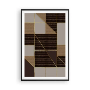 Plakat w czarnej ramie - Mozaika brązów i złota - 61x91 cm