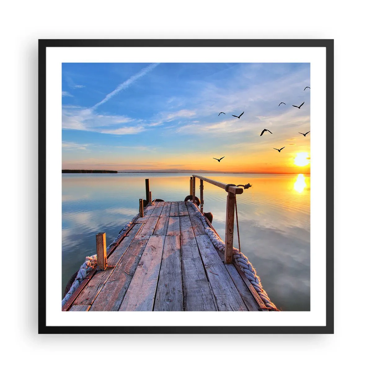 Plakat w czarnej ramie - Iść przed siebie ku słońcu - 60x60 cm