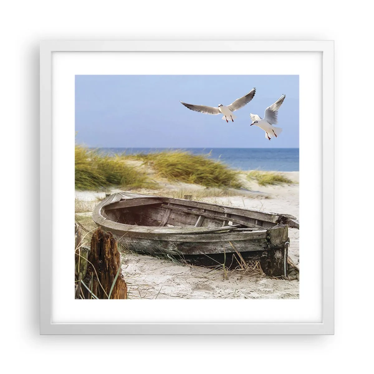 Plakat w białej ramie - Skąpane wiatrem - 40x40 cm