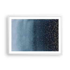 Plakat w białej ramie - Kompozycja – niebieskie fazy - 70x50 cm