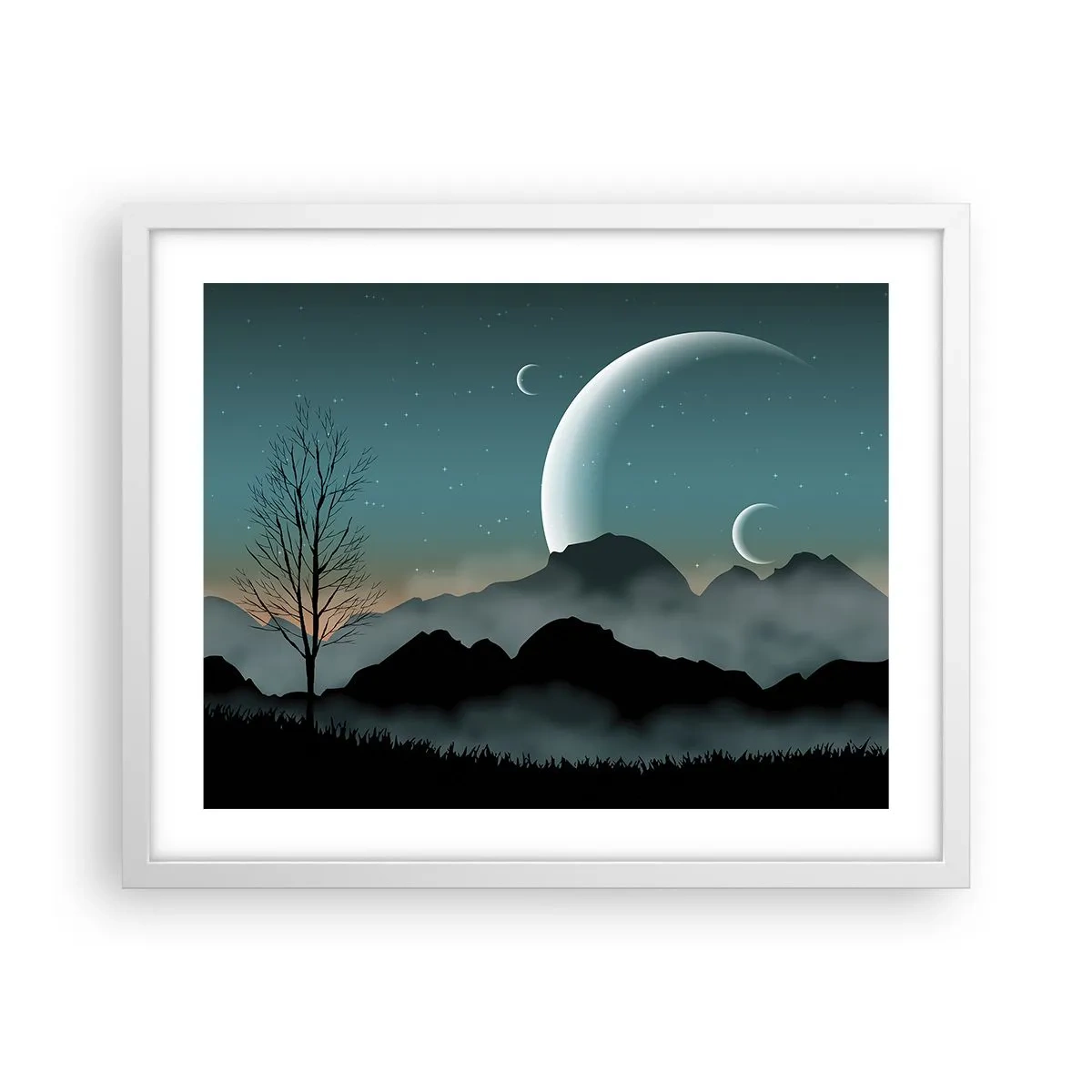 Plakat w białej ramie - Karnawał gwiaździstej nocy - 50x40 cm