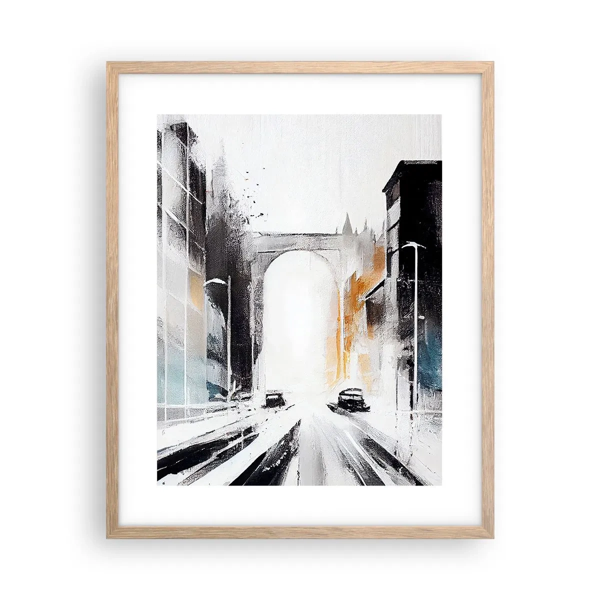 Plakat w ramie jasny dąb - Studium miasta: architektura i ruch - 40x50 cm