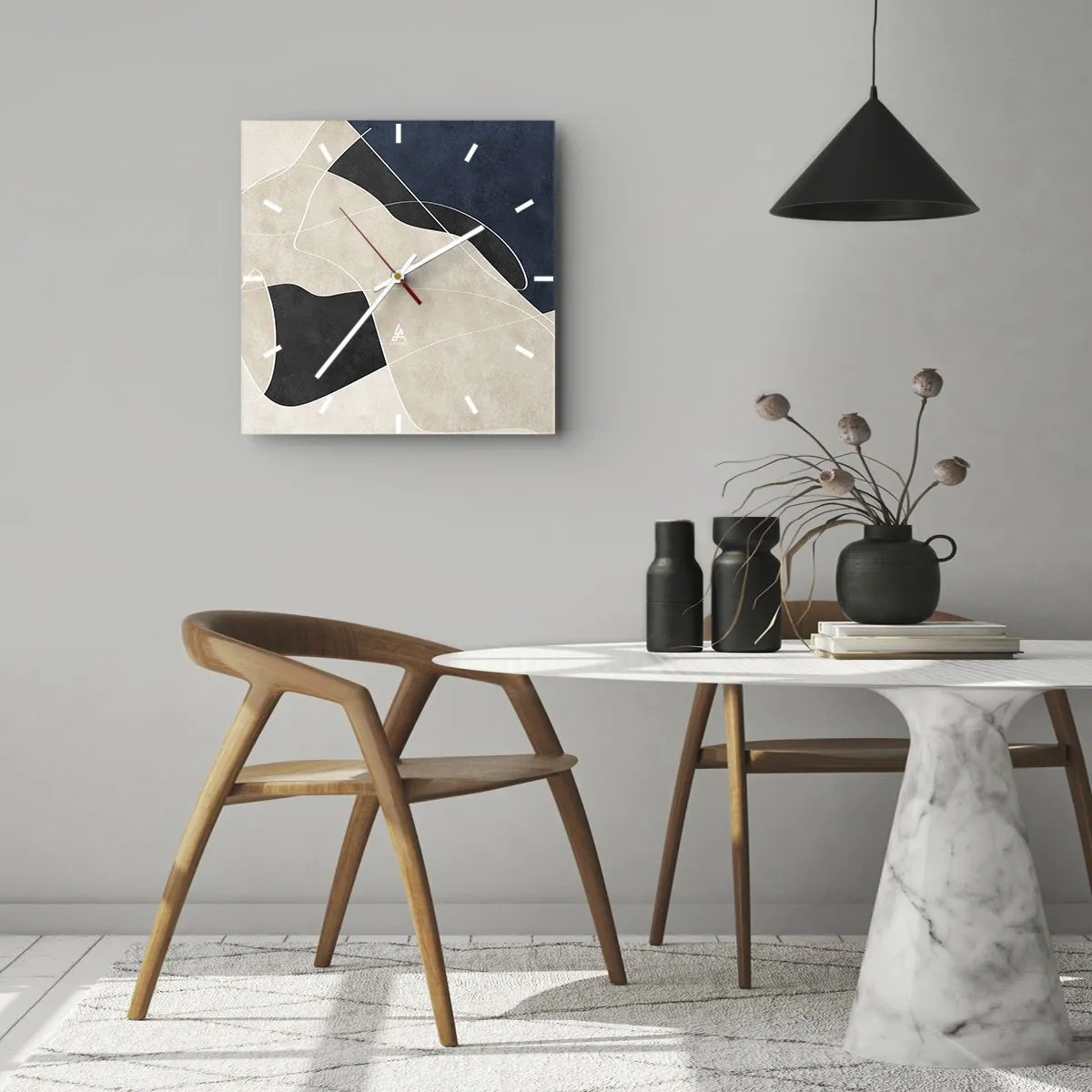 Zegar ścienny - Kompozycja abstrakcyjna – kontrast barw - 30x30 cm