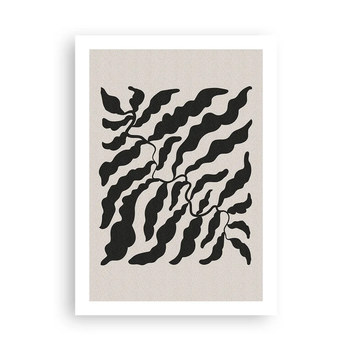 Plakat - Abstrakcyjna roślinna kompozycja w czerni na beżowym tle - 50x70cm - Natura kwadratu - Nowoczesna dekoracja ścienna do salonu, kuchni i sypialni ARTTOR