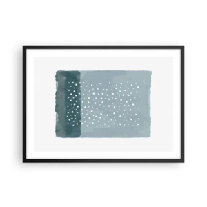 Plakat w czarnej ramie - Minimalistyczny obraz w odcieniach błękitu z kropkami - 70x50cm - Wyrosłe na błękicie - Nowoczesna dekoracja ścienna do salonu i sypialni ARTTOR