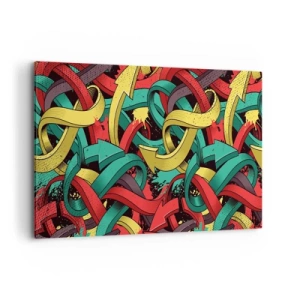 Obraz na płótnie - Abstrakcyjne strzałki w żywych kolorach tworzące chaos - 120x80cm - Którędy do celu? - Nowoczesna dekoracja ścienna do salonu, kuchni i sypialni ARTTOR