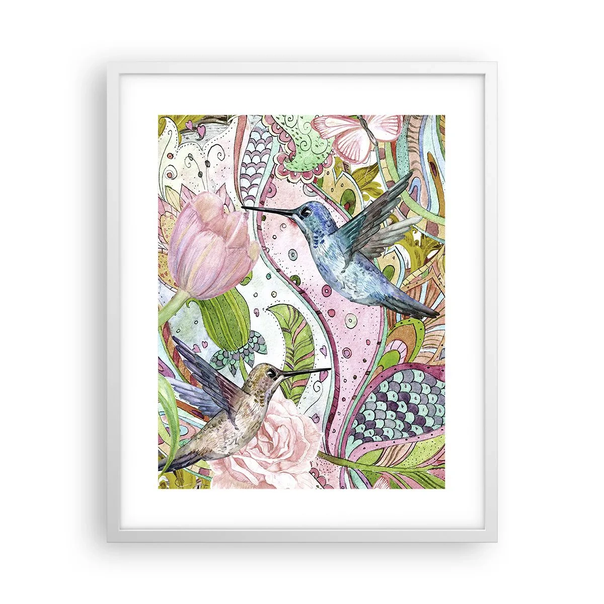 Plakat w białej ramie - Wplątane w pnączach - 40x50 cm