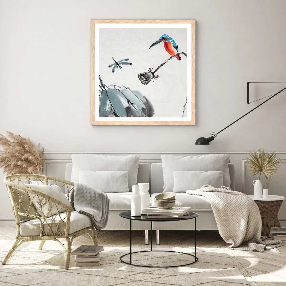Plakat w ramie jasny dąb - Życie łąki - 60x60 cm