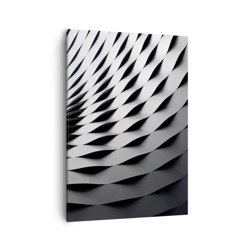 Obraz na płótnie - Nowoczesna fasada budynku o geometrycznym wzorze - 50x70cm - Na powierzchni fal - Nowoczesna dekoracja ścienna do salonu, kuchni i sypialni ARTTOR